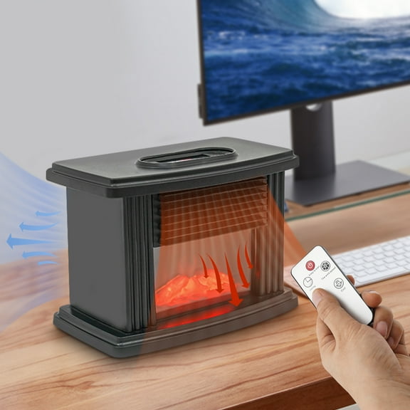TOOL1SHOoo 1000W Portable Personal Desktop Space Heater Compact Electric Heater with Realistic Dancing Flame Effect Remote Control