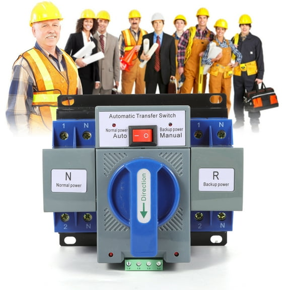 TOOL1SHOoo 110V 2P 63A Dual Power Automatic Transfer Switch Dual Power Generator Changeover Switch 50HZ/60HZ