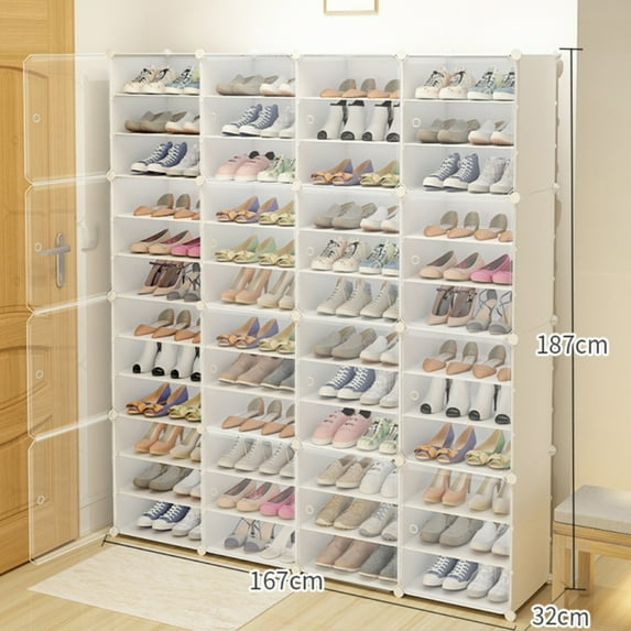TOOL1SHOoo 12PCS/16PCS Foldable Shoe Rack Box Organizer Stackable Cabinet Storage Shoes Storage Plastic Clear Home Organizer(No Odor)