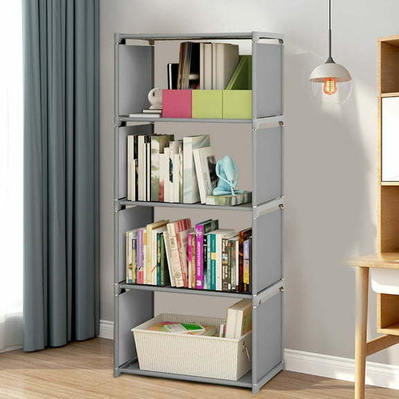 TOOL1SHOoo 20244-Tier Bookshelf Cube Storage Shelf Rack Bookcase DIY Cabinet Home Office