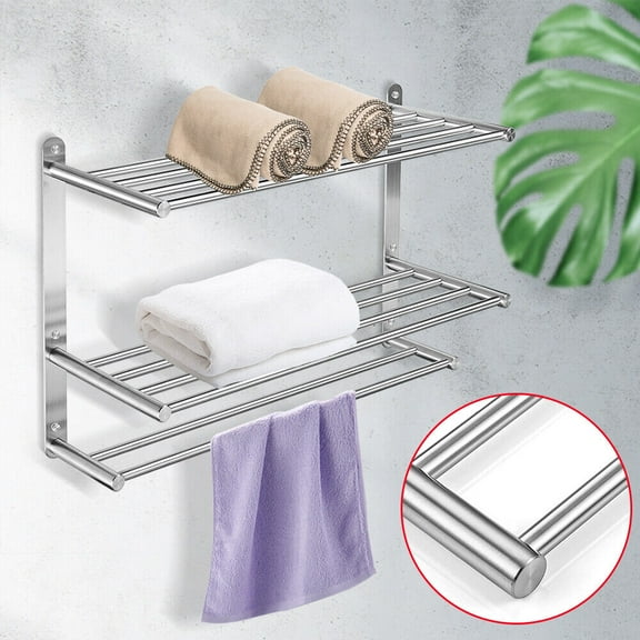 TOOL1SHOoo 24" 3 Tier Bathroom Towel Rack Bar Stainless Steel Wall-Mounted Storage Shelf US