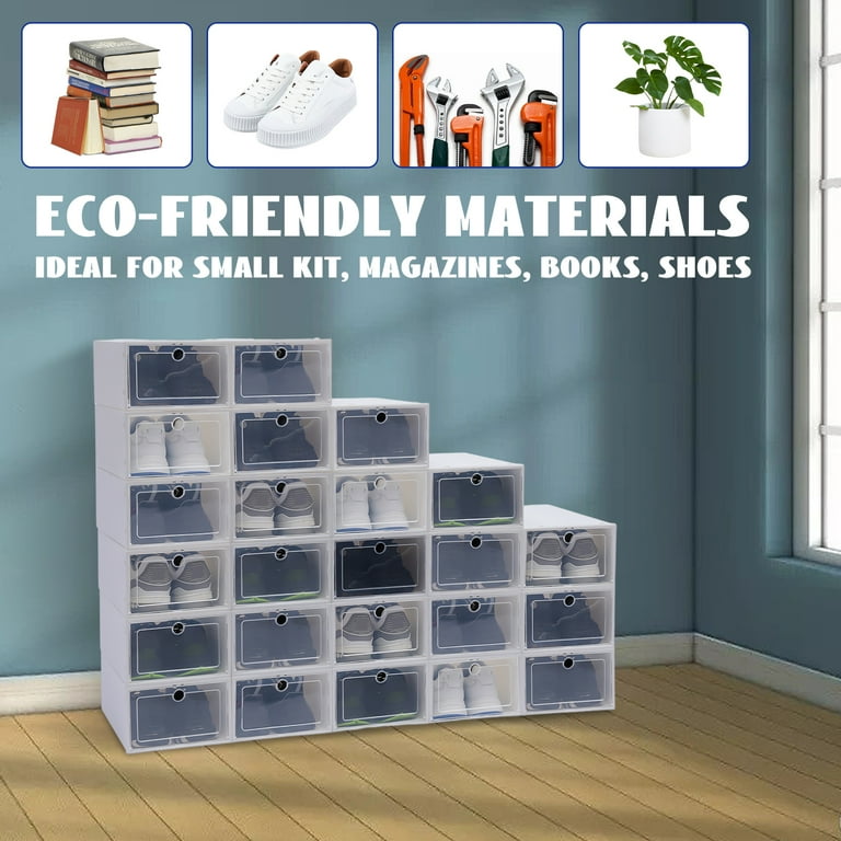 TOOL1SHOoo 24pcs/20pcs Transparent Schuhbox Schuhkarton Schuhaufbewahrung Schublade Stapelbar Weiße