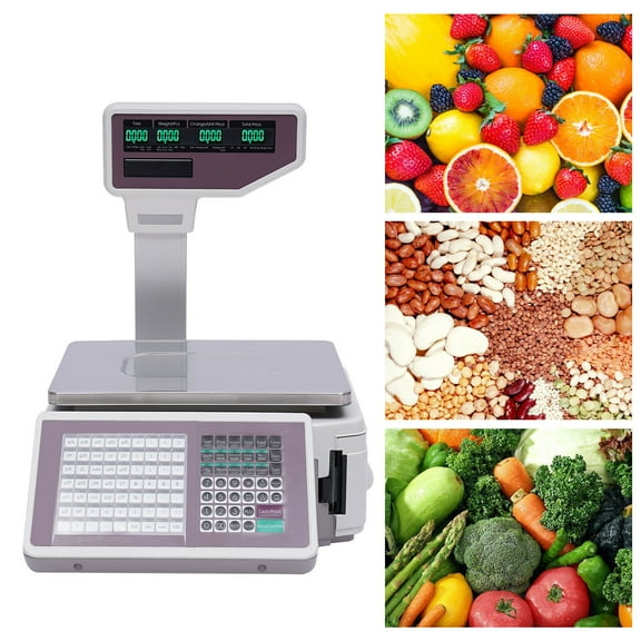 TOOL1SHOoo 30kg/66.14 lbs Commercial Digital Price Computing Scale Double-Sided with Label Printer