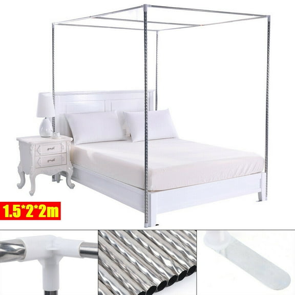 TOOL1SHOoo 4 Corner Bed Canopy Bed Frame Post Stainless Mosquito Netting Frame Bracket