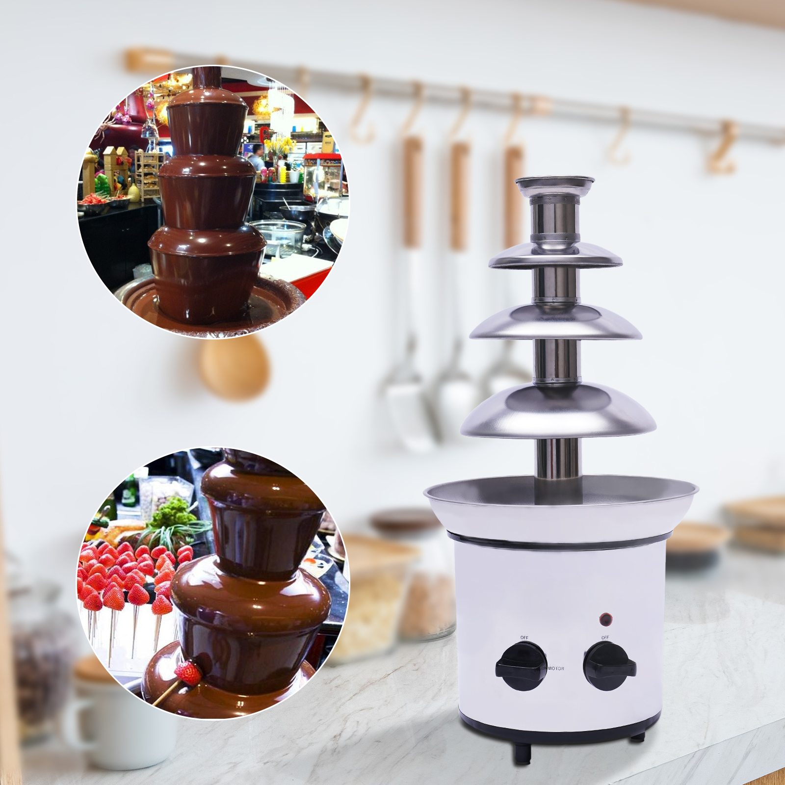 TOOL1SHOoo 4 Tiers Chocolate Fountain Commercial Stainless Steel