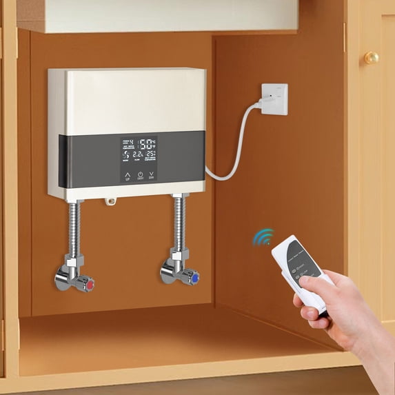 TOOL1SHOoo 4000W Mini Electric Tankless Instant Water Heater BoilerTouch Screen Remote 110V
