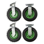TOOL1SHOoo 4pcs 8 Rubber Pneumatic Air Tire Wheel Cart Caster Heavy Duty 2 Rigid+2 Swivel