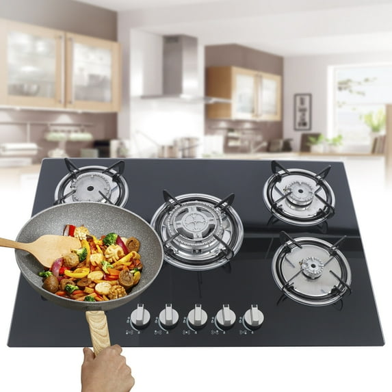 TOOL1SHOoo 5 Burner Tempered Glass Built-in Gas Stove/With Interest Guarantee for Kitchen