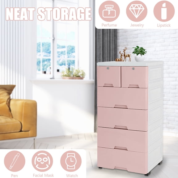TOOL1SHOoo 6 Drawer Plastic Dresser Storage Tower Closet Organizer Unit Home Office Bedroom