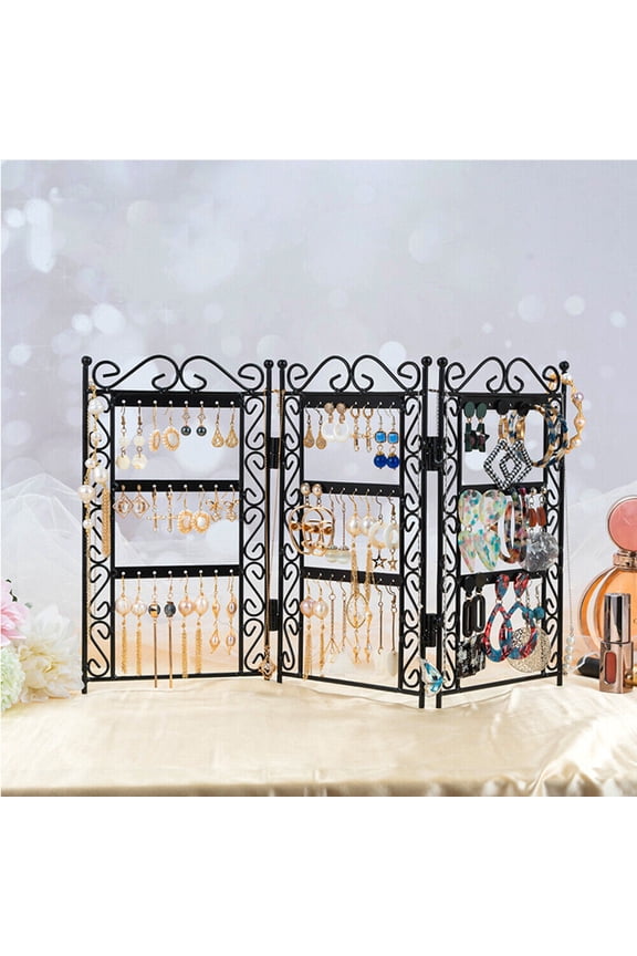 72 Holes Earrings Storage Rack Ear Studs Display Stand Organizer Rack Foldable