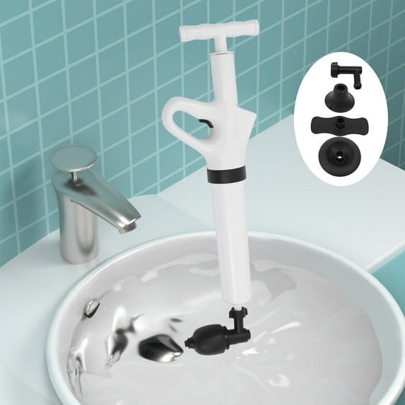 TOOL1SHOoo Air Plunger for Toilet,Toilet Plunger, Drain Plumb Plunger,Power Plunger,High Pressure with Detachable Assembly Heads for Plugging Toilets,Kitchens,Bathrooms(white)