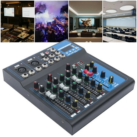 TOOL1SHOoo Bluetooth Compatible Professional Portable Digital DJ Console w/USB 4 Channel Mixer Audio Interface-Mixing Boards Black