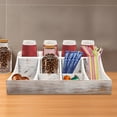 thumbnail image 1 of TOOL1SHOoo Condiment Organizer with 9 Compartment,Pine Wooden Condiment Holder for coffee counters,kitchen,offices,hotel lobbies,White, 1 of 11