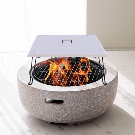 TOOL1SHOoo Fire Pit Burner Cover-Stainless Steel Top Handle Deflector for Heat Protection-24x24x13in
