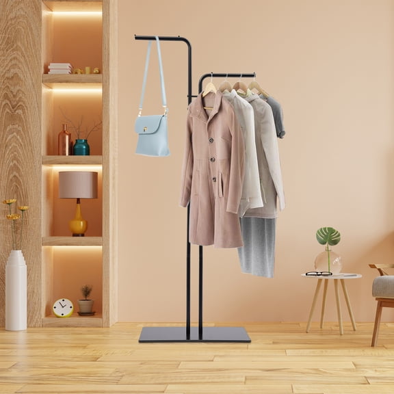 TOOL1SHOoo  Freestanding Coat Rack,Modern Coat Rack with Stabel Base Hanger Cap Hanger 66 inches High,Black