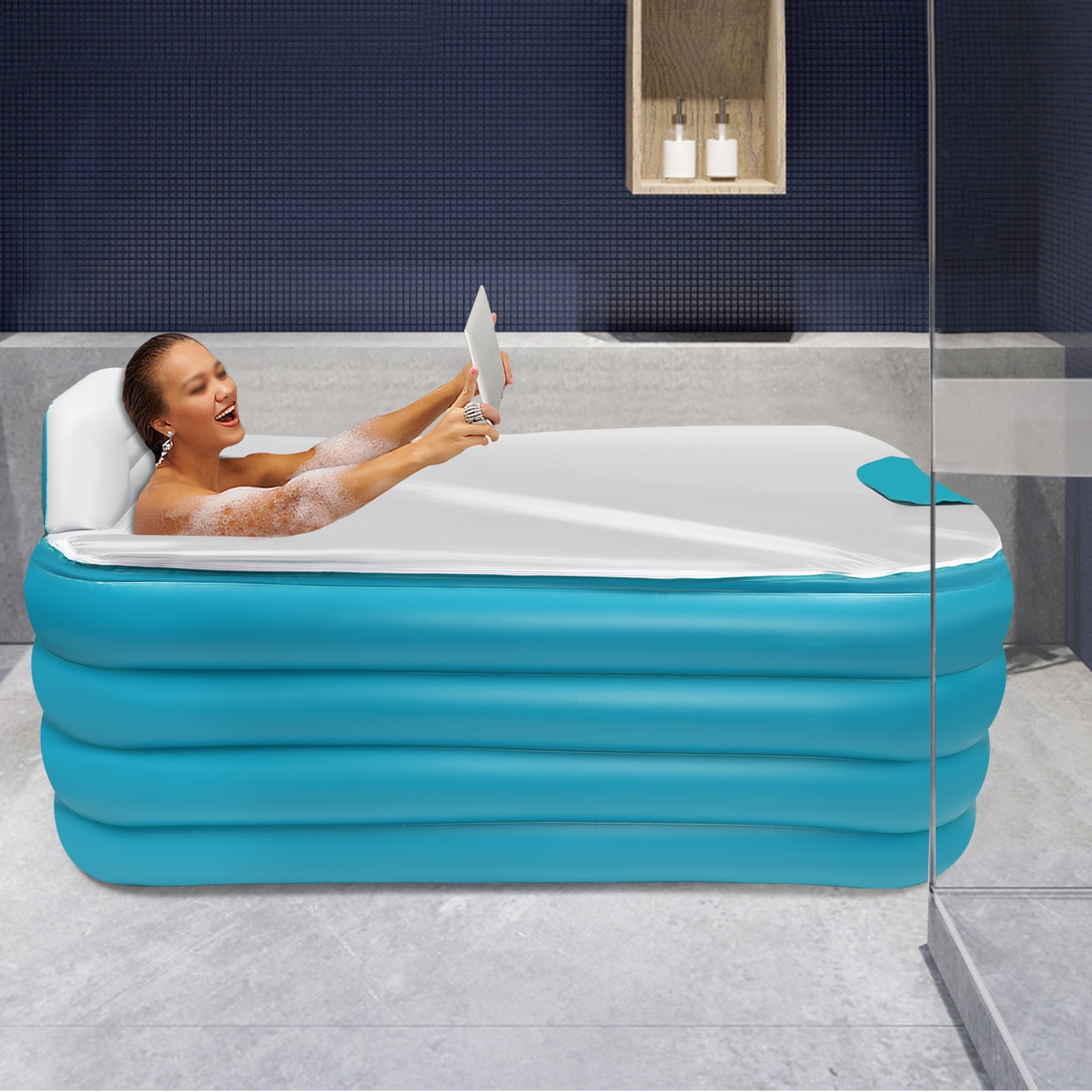 TOOL1SHOoo Inflatable Bath Tub Portable Blow Up Adult Spa Bathtub with Electric Air Pump
