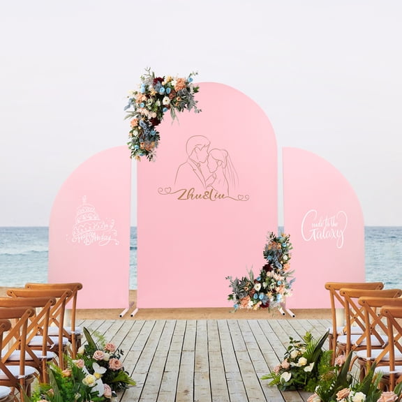 TOOL1SHOoo Led Wedding Pole Bracket with Pull Rod&Elastic Cloth Cover,Metal Stand Kit for Wedding/Ceremony/Party Decoration,White Pink