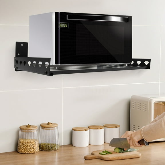 TOOL1SHOoo Microwave Oven Bracket Wall Mount Cooker Holder Shelf Storage Rack Tool w/4 Hooks