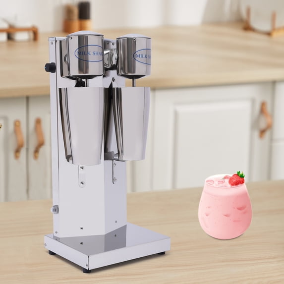 TOOL1SHOoo Milk Shaker 110V Machine Commercial Stainless Steel Milk Shaking Machine Double Head Drink Mixer Smoothie Milk, Silver