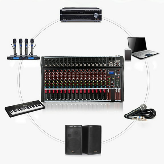 TOOL1SHOoo Mixing Console Channel Audio Mixer Sound with USB Stage Wireless Bluetooth 16 Channel for Professional and Beginners