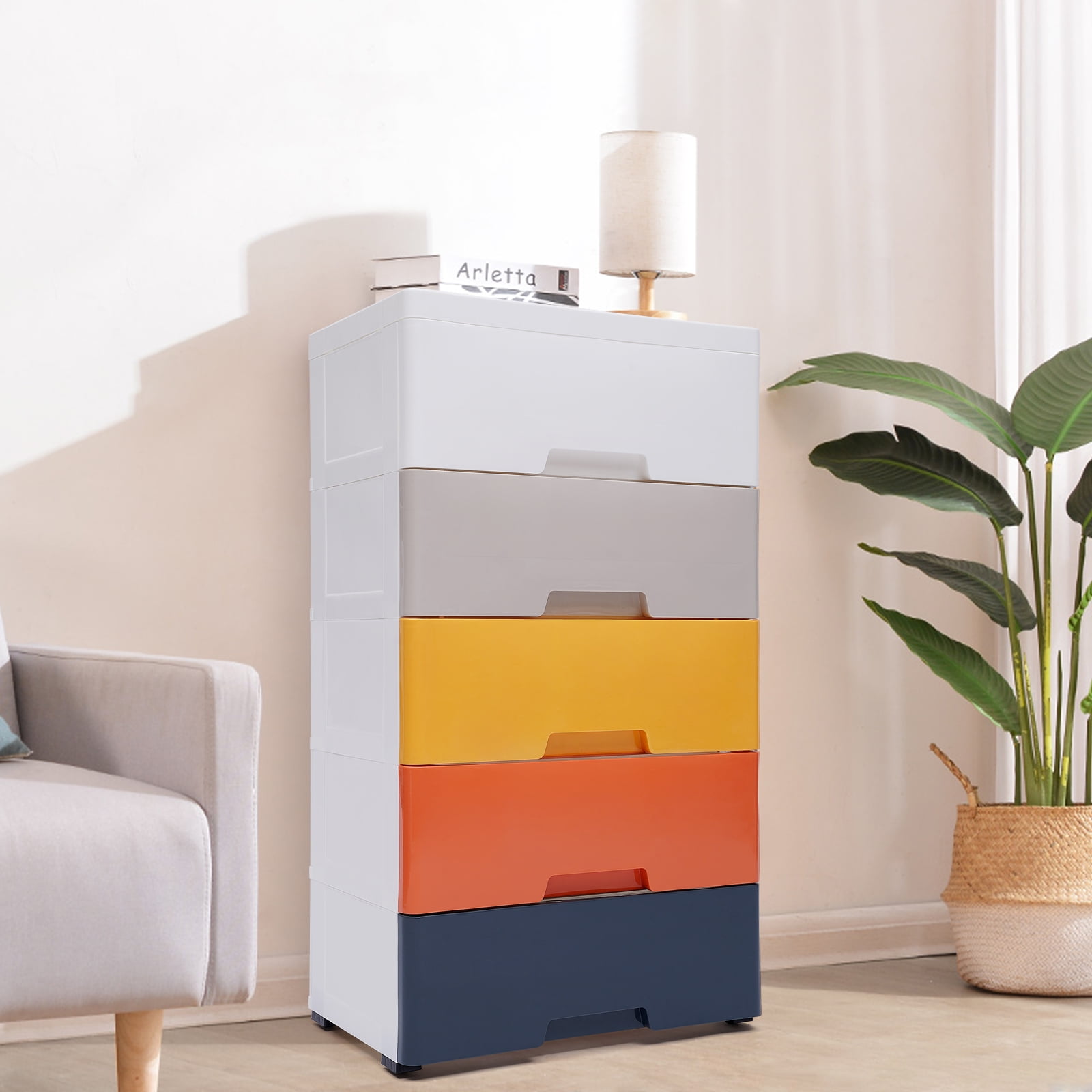 TOOL1SHOoo Plastic Drawers Dresser Storage Cabinet, 5 Drawer Stackable ...