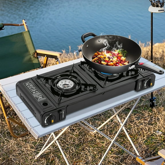 TOOL1SHOoo Portable 2-Burner Auto Ignition Butane Camping Stove for Indoor Outdoor RV New