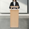 thumbnail image 1 of TOOL1SHOoo Rolling Wood Podium with 4 Wheels,,44*18*18in,Movable Desk for Classroom Church oak, 1 of 14