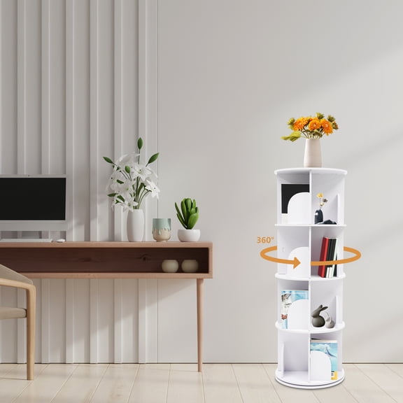 TOOL1SHOoo Rotating Bookshelf 360 Display Floor Standing Bookcase Storage Rack For Kids&Adults Multi-Functional Bookshelf Organizer(4-Tire)