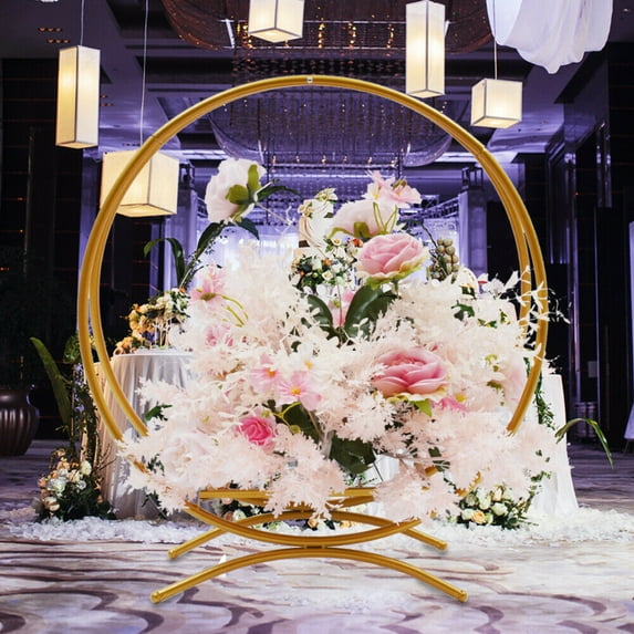 TOOL1SHOoo Round Arch Set Flower Rack Party Decoration Shelf Activity Cake Table for Wedding Party (Gold 80cm)