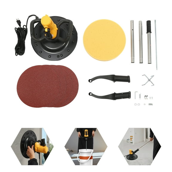 TOOL1SHOoo Smoothing Polishing Machine,Concrete Polishing Machine,6 Variable Speed Polishing Machine 80-200RPM 1680W Electric Plaster Mortar Mud Trowel(Yellow)