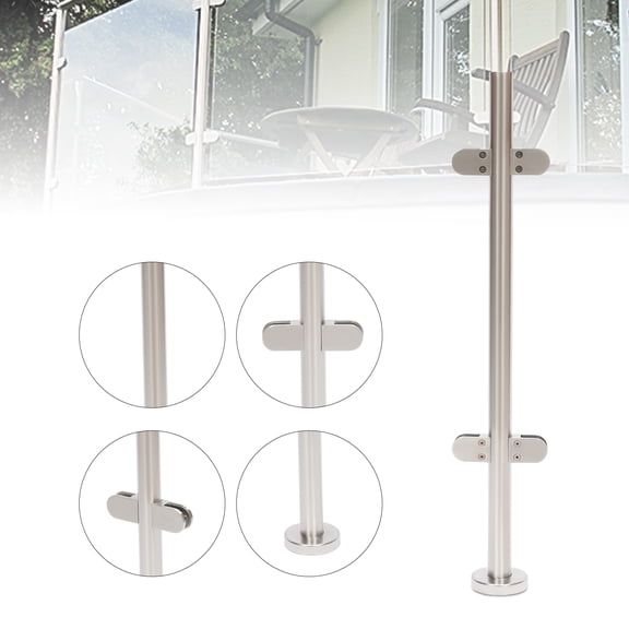 TOOL1SHOoo Stainless Steel Round Pipe Railing Post High Temperature Resistance Silvery  for Clamping Glass Wood and Plastic