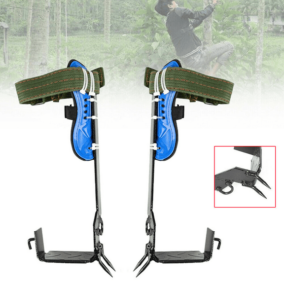 TOOL1SHOoo Tree Climbing Spike Set Pole Climbing Spurs Set w/Safety Belt Adjustable Lanyard Arborist Equipment for Climbers, Logging, Hunting Observation, Fruit Picking