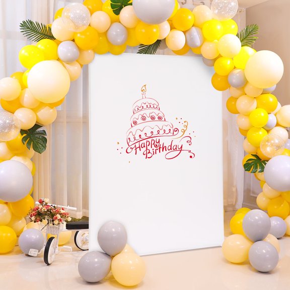 TOOL1SHOoo Wedding Pole Bracket with Pull Rod and Elastic Cloth Cover,Metal Stand Kit for Wedding/Ceremony/Party Decoration,4.92*6.56 ft,White