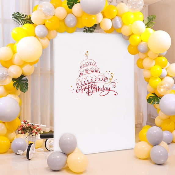 TOOL1SHOoo Wedding Pole Bracket with Pull Rod and Elastic Cloth Cover,Metal Stand Kit for Wedding/Ceremony/Party Decoration,4.92*6.56 ft,White