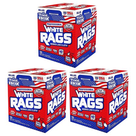 TOOLBOX Painters White Rags Shop Towels with Center Pull Box - 3 Count Box - 600 Towels