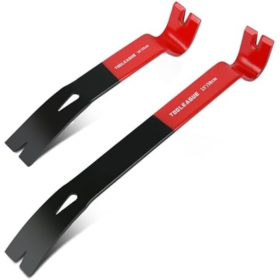 TOOLEAGUE 2Pcs Flat Pry Bar Set,10",15" Utility Heavy Duty Crow Bar with Nail Puller,Woodworking Tools for Prying, Scraping, Lifting, Pulling