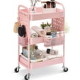 TOOLF 3-Tier Rolling Cart with Roller Wheels, DIY Dual Pegboards ...
