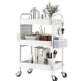thumbnail image 1 of TOOLF 3-Tier Rolling cart, Utility Storage Cart with DIY Dual Pegboards, Art Craft Trolley with Removable Baskets Hooks, Organizer Serving Cart Easy Assemble for Office, Home, Kitchen, Classroom,WHITE, 1 of 5