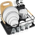 thumbnail image 1 of TOOLF Dish Drying Rack, Removable Utensil Holder, Organizer for Kitchen Counter, Black, Metal, 1 of 8