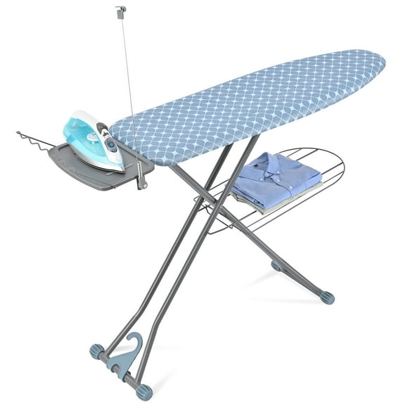 TOOLF Ironing Board, Multi-use Iron Board with Hanger & Iron Rest, 7 Adjustable Heights, 43x13", Blue