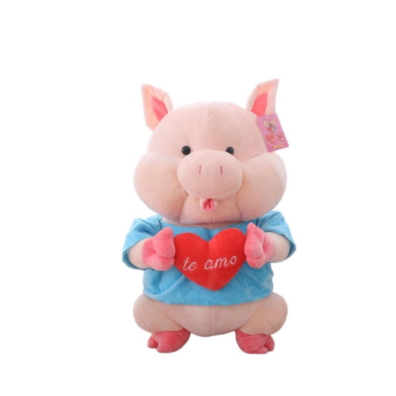 TOOLGOOD 10IN Love Plush Pig Stuffed Animals TE AMO Sign Soft Toys Holding Love Heart Dolls Valentine's Day Gift for Girls Girlfriend Boyfriend Lover as show