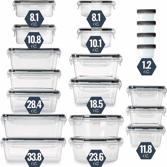 TOOLGOOD 20 Piece Food Storage Container with Lids - Plastic Food Containers with Lid, Airtight Leak Proof Snap Lock, BPA Free Storage Containers