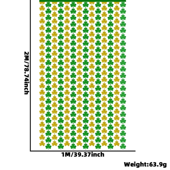 TOOLGOOD 80IN X 40IN St.Patrick's Day Tinsel Green Shamrock Streamer Metallic Tinsel Garland St Patrick's Day Foil Curtain for St. Patrick's Day Party Favor, A