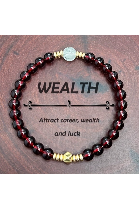Beaded Stretch Bracelets for Women Garnet Clear Quartz Bracelet for Vitality Wellness Lucky Gift for Confidence Courage