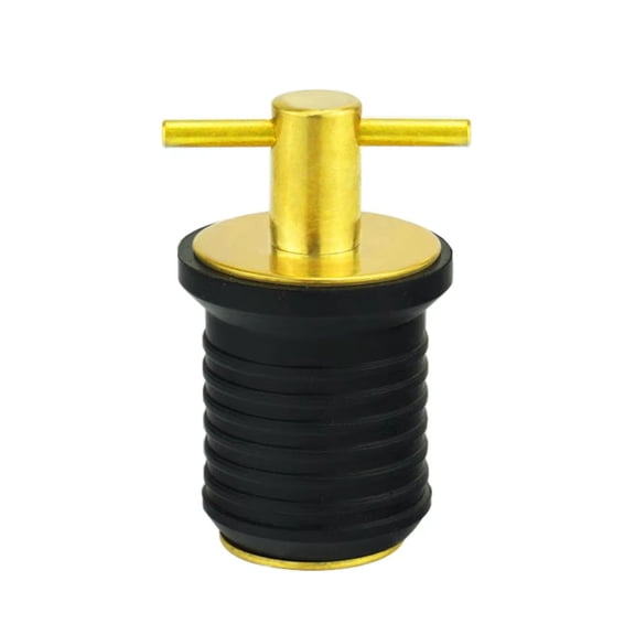 TOOLGOOD Boat Drain Plug Marine 1 PCS 1inch Rubber Brass T-Handle Twist-Turn Plug Hull Marine Accessories for Boat Yacht Kayak Marine, Gold
