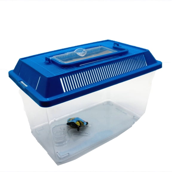 TOOLGOOD Creative Turtle Tank with Basking Platform Practical Turtle Aquarium Carrying Box Ideal for Reptiles and Amphibians Blue
