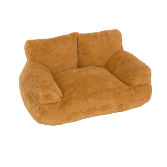 TOOLGOOD Cute Cat Couch for Pets - Fluffy Cat Sofa with Premium Soft Corduroy Fleece, Fuzzy Pet Couch Bed with Removable Washable Cover, Supportive Chair for Indoor Cats Coffee