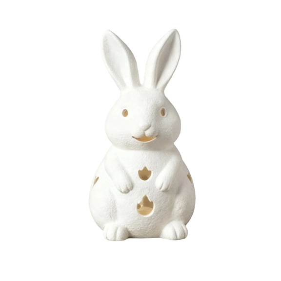 TOOLGOOD Easter Hollowed-Out Rabbit, Resin Rabbit-Shaped Candle Holder, Resin Bunny Figurines, Easter Home Table Office Dining Room Mantle Party Decor 10IN