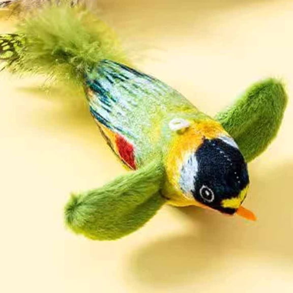 TOOLGOOD Interactive Chirping Bird Cat Toy with Catnip – Automatic Self-Play & Exercise Toy for Indoor Cats, Soft Feathered Bird Design with Realistic Sounds, Perfect for Kittens & Small Dogs B
