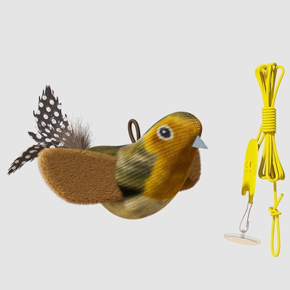 TOOLGOOD Interactive Hanging Bird Cat Toys Set - with Catnip, Realistic Chirping, Lifelike Birdie Tweets, Durable & Safe, Indoor Kitty Kitten Exercise Toys C